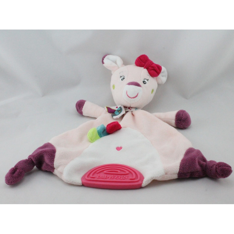 Doudou plat girafe biche faon rose prune BABY FEHN 