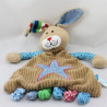 Doudou plat lapin beige bleu étoiles LIEF
