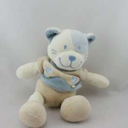 Doudou chat blanc beige bleu coeur NICOTOY