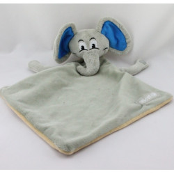 Doudou plat éléphant beige gris bleu UNICEF