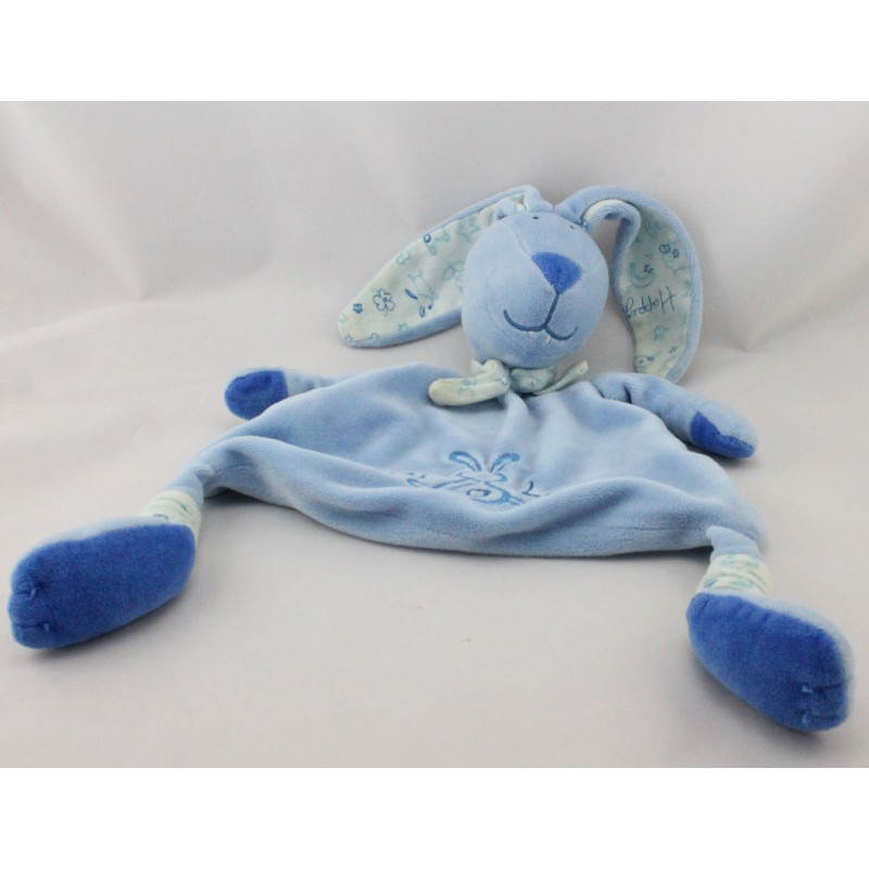 Doudou plat p'tit lapin bleu Happy flower CMP