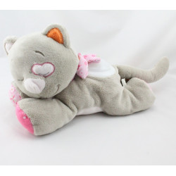 Doudou veilleuse chat gris rose fleurs Iris NOUKIE'S