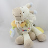 Doudou girafe blanche beige bleu hochet dentition TEX BABY