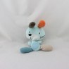 Doudou lapin bleu beige marron orange AUCHAN