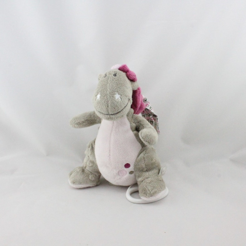 Doudou musical dragon gris rose Victoria et Lucie NOUKIE'S