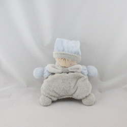 Doudou semi plat lutin bleu gris NOUNOURS