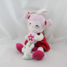 Doudou musical poupée rose rouge lapin INFLUX