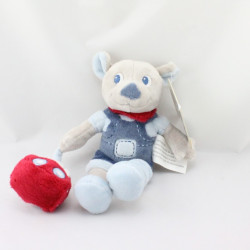 Doudou chien salopette bleu voiture rouge KIMBALOO