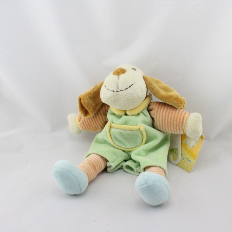 Doudou chien vert jaune orange rayé KIMBALOO LA HALLE