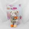 Doudou ours beige orange jaune rayé chat POMMETTE