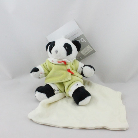 Doudou panda pyjama vert mouchoir BERLINGOT