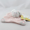 Doudou plat souris grise rose fleurs KIMBALOO