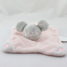 Doudou plat souris grise rose fleurs KIMBALOO NEUF