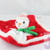 Doudou plat bonhomme de neige rouge blanc NICOTOY