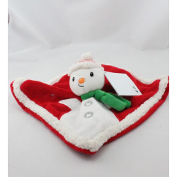 Doudou plat bonhomme de neige rouge blanc NICOTOY