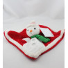 Doudou plat bonhomme de neige rouge blanc NICOTOY