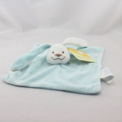 Doudou plat lapin blanc bleu KIMBALOO LA HALLE