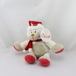 Doudou ours blanc beige bonnet écharpe rouge BENGY