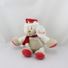 Doudou ours blanc beige bonnet écharpe rouge BENGY