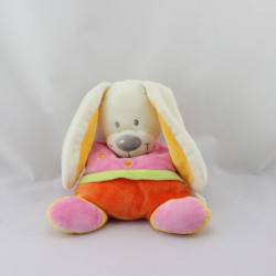 Doudou semi plat lapin orange rose coeur NICOTOY
