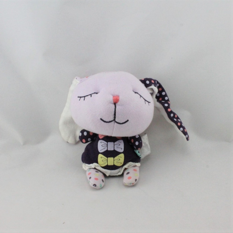 Doudou lapin mauve violet noeuds pois GRAIN DE BLE