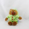 Doudou ours brun pyjama vert DOUDI