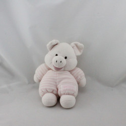 Doudou cochon rose rayé NOUNOURS