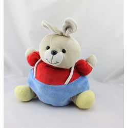 Doudou lapin boule rouge bleu jaune NOUNOURS