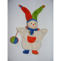 Doudou plat marionnette clown arlequin  DOUDOU ET COMPAGNIE 