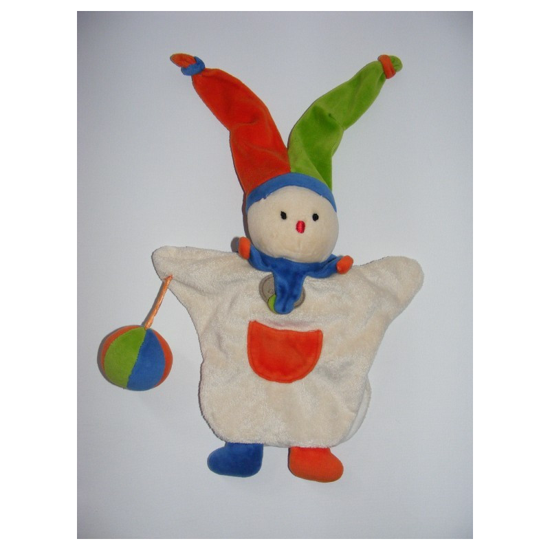 Doudou plat marionnette clown arlequin  DOUDOU ET COMPAGNIE 