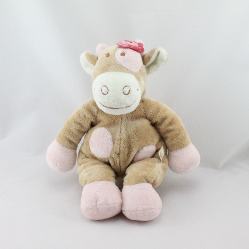 Doudou vache Lola Rosalie beige pois rose NOUKIE'S