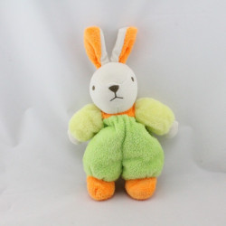 Doudou lapin blanc vert orange jaune NOUNOURS