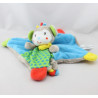 Doudou plat singe beige bleu vert rouge pois NICOTOY SIMBA TOYS