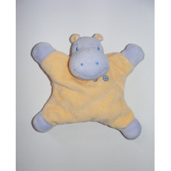 Doudou plat hippopotame mauve jaune JOLLYBABY