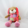 Doudou lapin rose vert mauve rouge MAXITA 