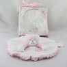 Doudou plat ours rose blanc papillons Bontoys Piccinopiccio