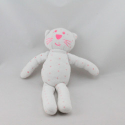 Doudou chat blanc rose étoiles BOUT'CHOU BOUTCHOU