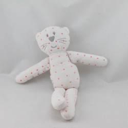 Doudou chat blanc rose étoiles BOUT'CHOU BOUTCHOU