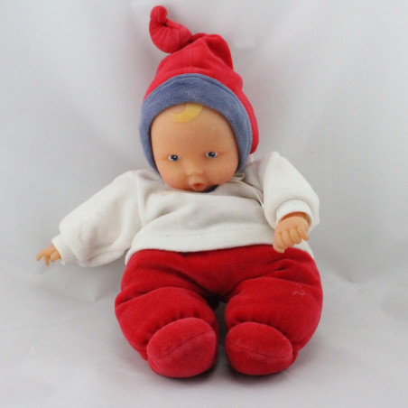 Doudou bébé poupée Baby Pouce rouge blanc bleu COROLLE 