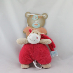 Doudou musical vache beige rose rayé BABY NAT