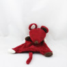 Doudou plat souris rouge bordeaux BOUT'CHOU BOUTCHOU