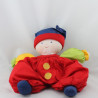 Doudou lutin arlequin clown rouge bleu vert jaune COROLLE