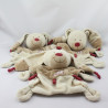 Doudou plat lapin beige bordeaux NICOTOY
