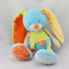 Doudou musical lapin bleu vert orange Funny Farmer NATTOU
