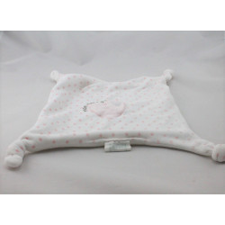 Doudou plat carré blanc rose coeur Mon Trèsor MES PETITS CAILLOUX CMP