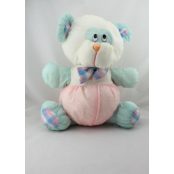 Peluche Puffalump ours vert blanc rose