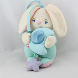 Doudou veilleuse musical lapin vert bleu FISHER PRICE 2001