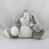 Doudou lapin chien gris blanc NOUKIE'S