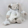 Doudou et compagnie lapin blanc beige mouchoir étoiles Céleste