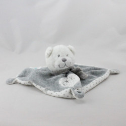 Doudou plat ours blanc gris étoiles TEX BABY